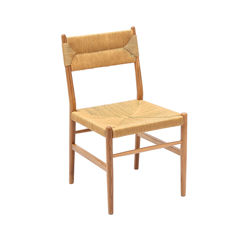 Sedia in legno intrecciato in corda in stile tribale