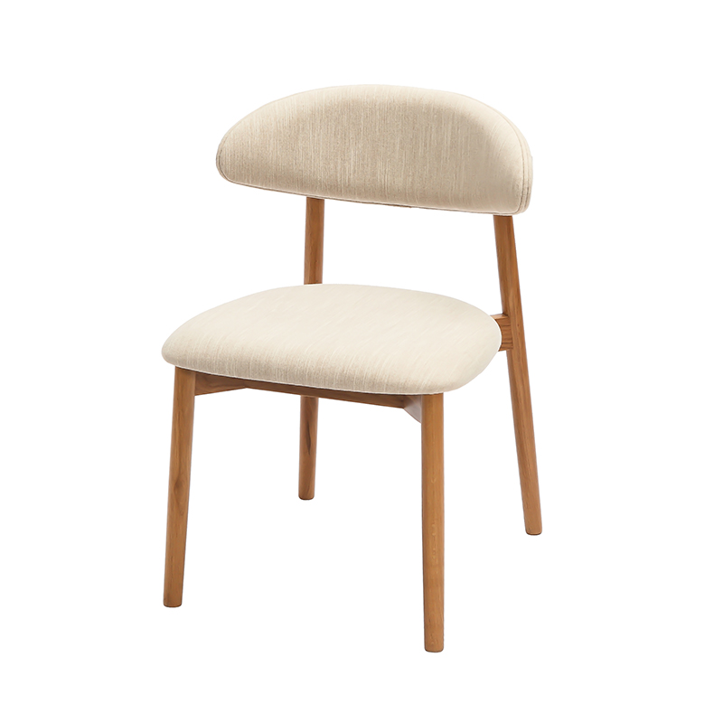 Sedia da pranzo imbottita in rovere con cuscino bianco sporco